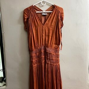 Modern Citizen Orange Smocked Waist Dress